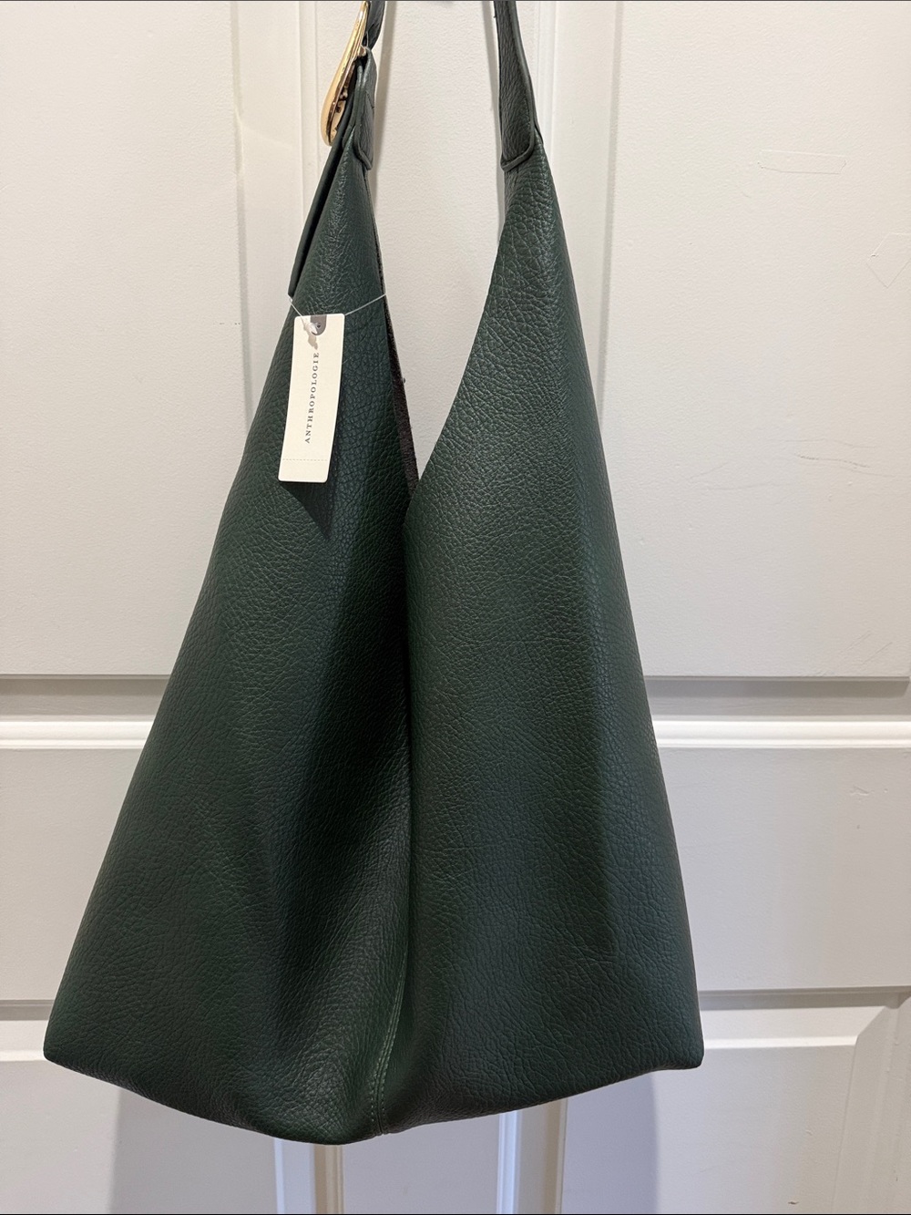 Anthropologie Dark Green vegan Leather Hobo Tote